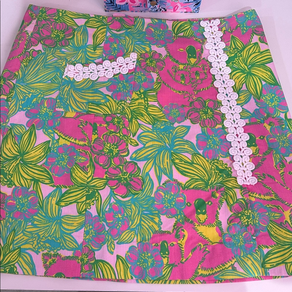 Lilly Pulitzer Vintage Floral Skirt with Lace Detail